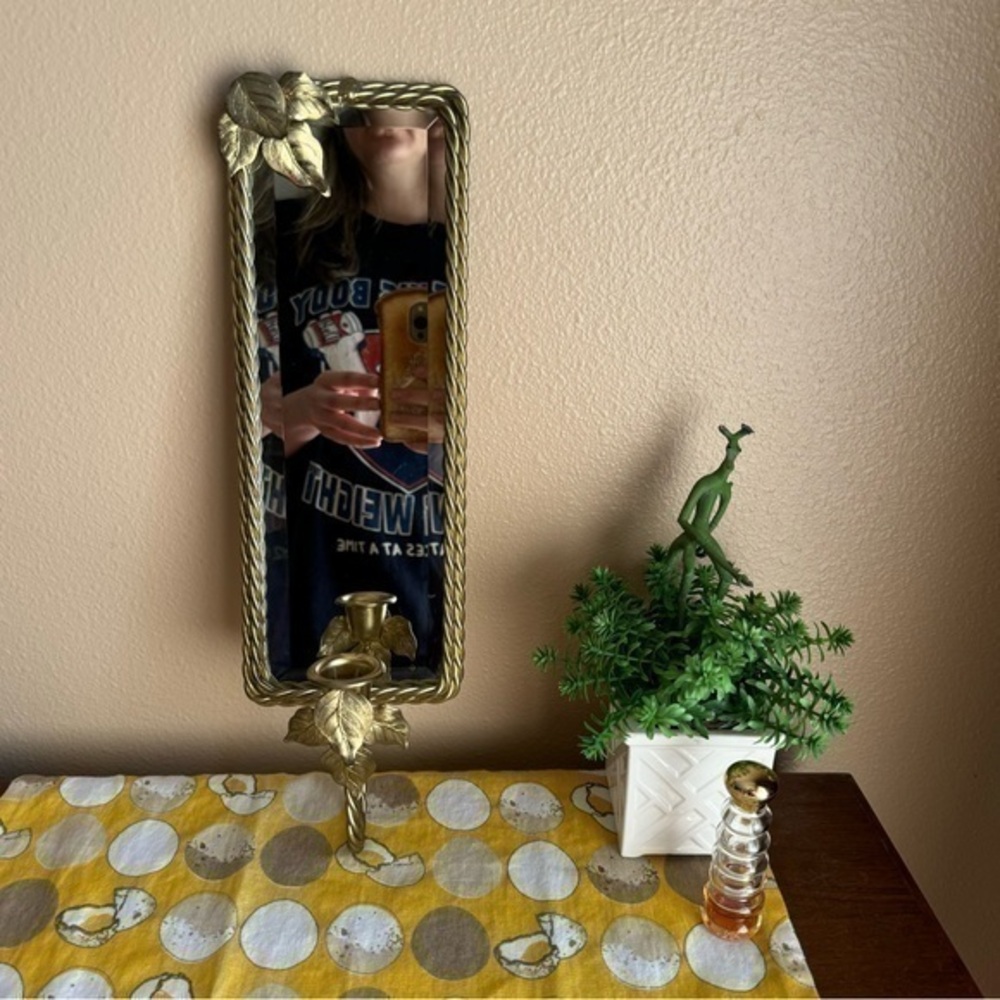 Vintage mirrored candle holder wall sconce